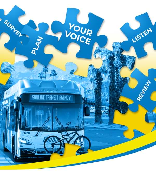 Image of bus with puzzle pieces behind it