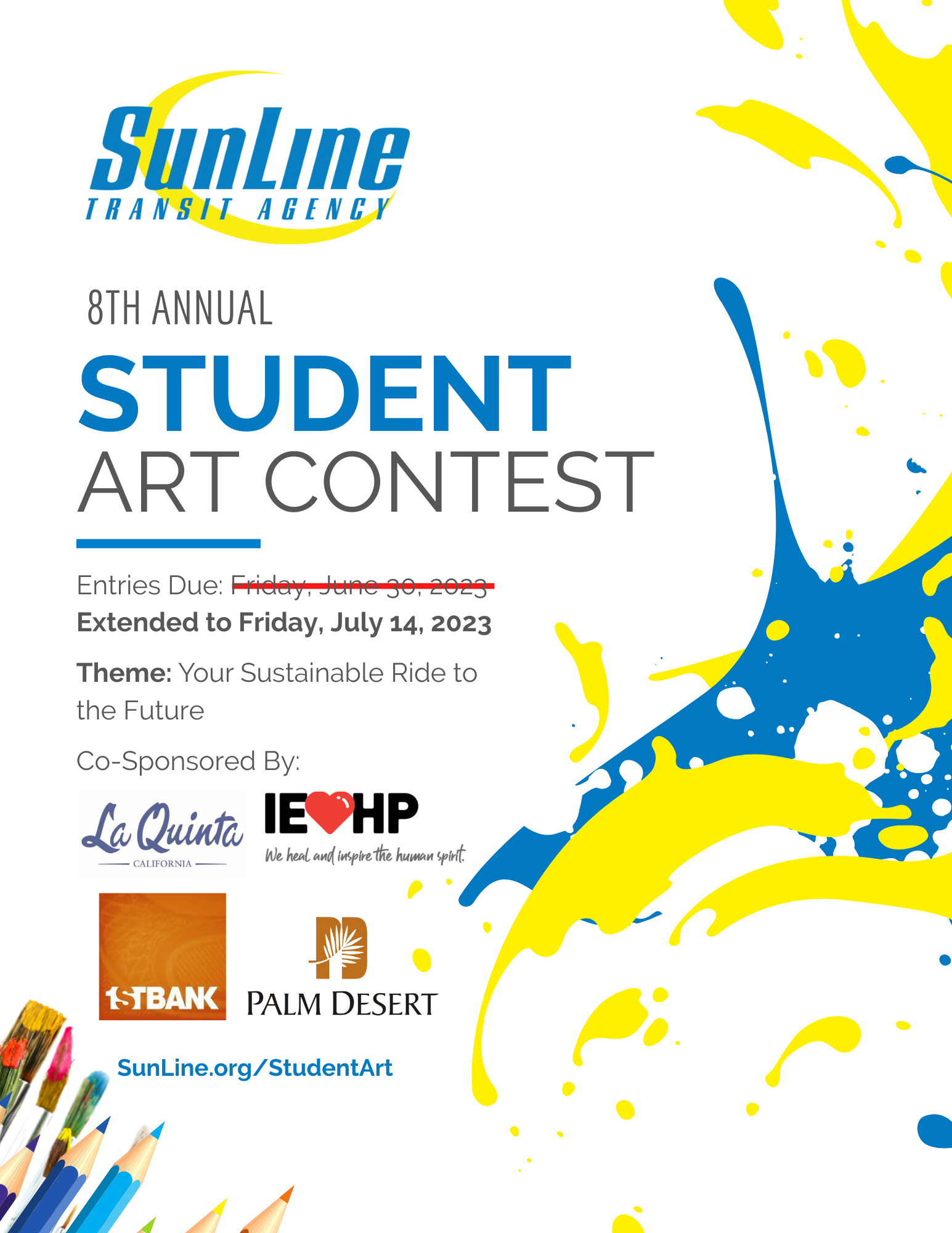 SunLine's 8th Annual Student Art Contest Flyer 2023