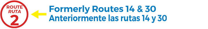 Route 2 Map, formerly routes 14 and 30