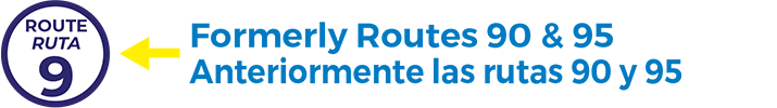 Route 9 Map, formerly routes 90 and 95